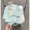 Bộ 3 chi tiết áo dài lụa bé gái - 2 tà, quần lụa, mấn hồng nhạt ánh kim - Đồ chơi & mặc Tết giá ưu đãi 200.000₫ 8