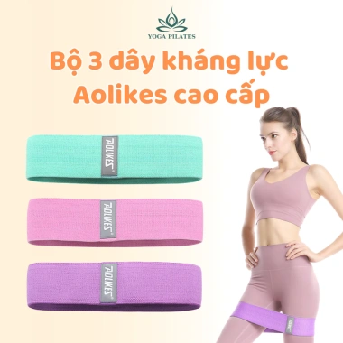 Bộ 3 dây kháng lực Aolikes cao cấp - Đàn hồi 3 mức co giãn, hỗ trợ tập mông, gym, Yoga - Giá chỉ 75.000đ