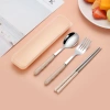 Bộ 3 dụng cụ ăn uống du lịch thép không gỉ - Đũa, thìa, nĩa nhẹ, bền, tiện lợi 10
