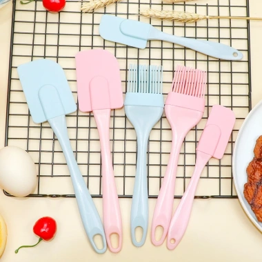 Bộ 3 dụng cụ làm bánh silicon: khay phớt trộn lớn‑nhỏ, cọ quét dầu - Giá sỉ 27.000₫