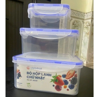 Bộ 3 hộp đựng thực phẩm nhựa Việt Nhật, dùng được lò vi sóng, chỉ 40.000đ