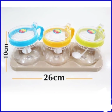 Bộ 3 hũ đựng gia vị nắp bật Việt Nhật kèm thìa MS2.938 - Giá chỉ 32.900 VNĐ