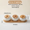 Bộ 3 hũ đựng gia vị nghiêng 20 độ nắp gỗ + khay gỗ tre & thìa sứ - Giá ưu đãi 175k 2