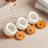 Bộ 3 hũ đựng gia vị nghiêng 20 độ nắp gỗ + khay gỗ tre & thìa sứ - Giá ưu đãi 175k 10