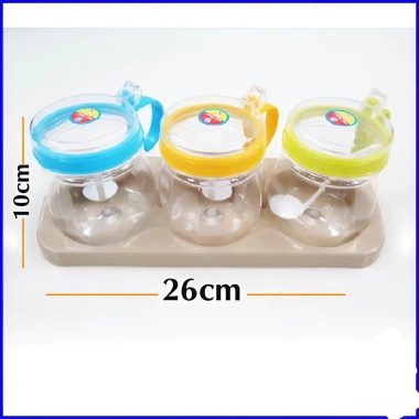 Bộ 3 hũ gia vị nhà bếp Việt Nhật DN377 kèm thìa và khay tiện lợi - 28.000đ 2