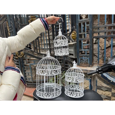 Bộ 3 Lồng Chim Trắng Trang Trí Nhà Cửa, Nhà Hàng, Tiệc Cưới - Giá 185.000 VNĐ
