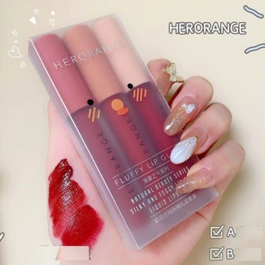 Bộ 3 Son Kem Lì Herorange Fluffy Lip Glaze - Màu tươi sáng, mịn mượt, 56.000₫