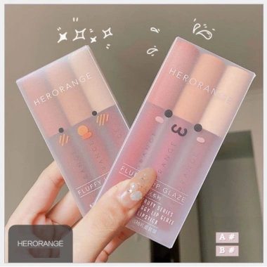 Bộ 3 Son Kem Lì Herorange Fluffy Lip Glaze - Màu tươi sáng, mịn mượt, 56.000₫