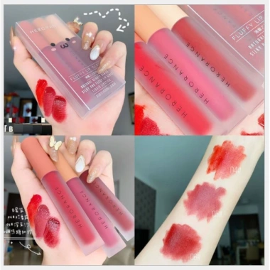 Bộ 3 Son Kem Lì Herorange Fluffy Lip Glaze - Màu tươi sáng, mịn mượt, 56.000₫