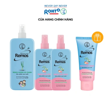 Bộ 3 xịt chống muỗi Remos Sả Chanh 150ml + 2 Baby Spray 70ml + Kem Remos 70g - Giá chỉ 218.500 VND