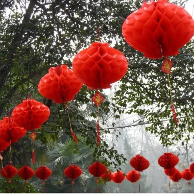 Bộ 30 Đèn lồng giấy nilon đỏ chống nước - Tết, văn phòng, khai trương, đuôi chữ phúc 6 Bộ 30 Đèn lồng giấy nilon đỏ chống nước - Tết, văn phòng, khai trương, đuôi chữ phúc 6