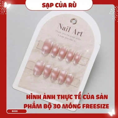 Bộ 30 móng tay giả Đ220 NGẮN form oval sơn gel mắt mèo - Nail tinh tế cho Tết miền Nam, chỉ 43.289₫