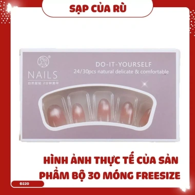 Bộ 30 móng tay giả Đ220 NGẮN form oval sơn gel mắt mèo - Nail tinh tế cho Tết miền Nam, chỉ 43.289₫