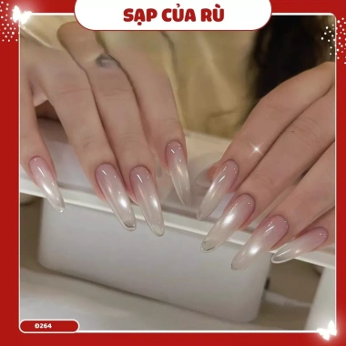 Bộ 30 móng tay giả Đ220 NGẮN form oval sơn gel mắt mèo - Nail tinh tế cho Tết miền Nam, chỉ 43.289₫