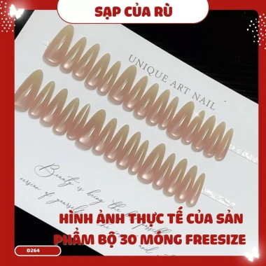 Bộ 30 móng tay giả Đ220 NGẮN form oval sơn gel mắt mèo - Nail tinh tế cho Tết miền Nam, chỉ 43.289₫