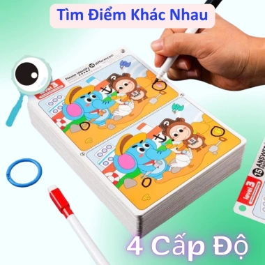 Bộ 32 trang tìm điểm khác nhau - Đồ chơi viết xóa tái sử dụng, rèn luyện tư duy cho trẻ, giá 38.000