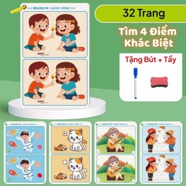 Bộ 32 trang tìm điểm khác nhau - Đồ chơi viết xóa tái sử dụng, rèn luyện tư duy cho trẻ, giá 38.000 10