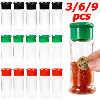 Bộ 3/6/9 chai gia vị 100ml trong suốt nhựa BPA-free, phù hợp BBQ, muối tiêu, bình lắc - 27.499đ