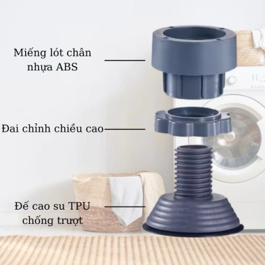 Bộ 4 chân đế đa năng cho máy giặt, tủ lạnh - chống rung, chống ngập, tăng giảm chiều cao, chịu tải cao, tiện lợi, bảo vệ thiết bị, giá 35.000₫
