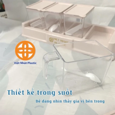 Bộ 4 hũ đựng gia vị cao cấp nhựa trong - Thiết kế sang trọng, giá ưu đãi 29.398đ 3
