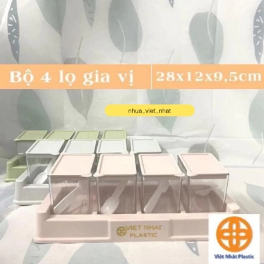 Bộ 4 lọ đựng gia vị GIÁ HỦY DIỆT có thìa Việt Nhật, hũ bền đẹp nắp đậy tiện dụng - chỉ 50.000đ 2