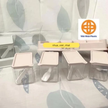 Bộ 4 lọ đựng gia vị GIÁ HỦY DIỆT có thìa Việt Nhật, hũ bền đẹp nắp đậy tiện dụng - chỉ 50.000đ 4