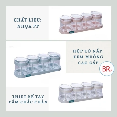 Bộ 4 lọ đựng gia vị Hokori Việt Nhật kèm thìa, hũ nắp đậy bền đẹp - 37.000 VND 6