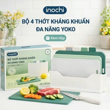 Bộ 4 thớt đa năng Yoko nhựa nguyên sinh kèm hộp thái thịt cá rau củ giảm giá 274k