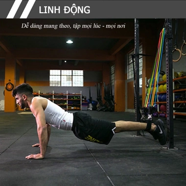 Bộ 5 Dây Kháng Lực Ngũ Sắc Cao Su Bền – Tập Thể Hình Tại Nhà, Móc Dù 150lb (68kg) – Giá Ưu Đãi 199.000₫