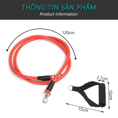 Bộ 5 Dây Kháng Lực Ngũ Sắc Cao Su Bền – Tập Thể Hình Tại Nhà, Móc Dù 150lb (68kg) – Giá Ưu Đãi 199.000₫