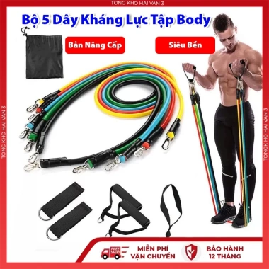 Bộ 5 Dây Kháng Lực Ngũ Sắc Full Body Tập Gym Đa Năng Nam Nữ Giá ưu đãi 18.600