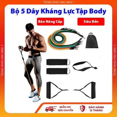Bộ 5 Dây Kháng Lực Ngũ Sắc Full Body Tập Gym Đa Năng Nam Nữ Giá ưu đãi 18.600