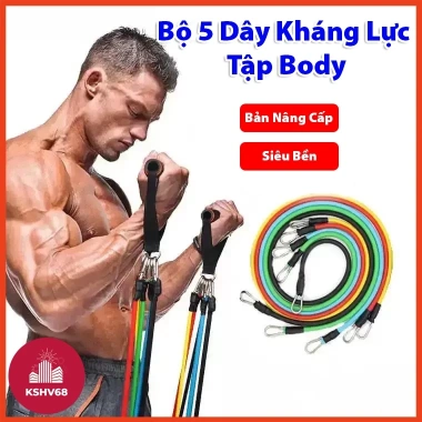 Bộ 5 Dây Kháng Lực Ngũ Sắc Full Body - Tập Gym Nam Nữ, Đa Năng, Giá 19.200đ