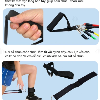 Bộ 5 Dây Kháng Lực Ngũ Sắc HUTI SPORT - Tập Full Body tại nhà, giảm còn 159.000₫ 4