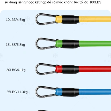 Bộ 5 Dây Kháng Lực Tập Body Ngũ Sắc Đàn Hồi, Kèm Phụ Kiện & Túi - Chỉ 159.000₫ 6