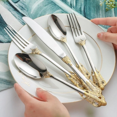 Bộ 5 món Đồ ăn Tây thép không gỉ – Nĩa Bít Tết, Muỗng Tráng Miệng, Dao Bánh, 37.015₫