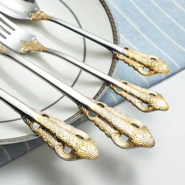 Bộ 5 món Đồ ăn Tây thép không gỉ – Nĩa Bít Tết, Muỗng Tráng Miệng, Dao Bánh, 37.015₫