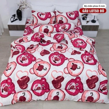 Bộ 5 món ga gối và chăn phao poly cotton chần bông dày mềm, giá ưu đãi 127.800 9