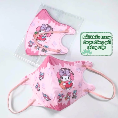 Bộ 50 khẩu trang hoạt hình 3D trẻ em Kuromi Pochacco, đóng gói riêng, giá chỉ 8.800₫ 4