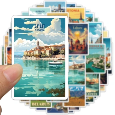 Bộ 50 Thế Giới Cột Mốc Dán Du Lịch - Can Cho Hộ Chiếu Vali Bình Nước - Giá 46,068₫ 3