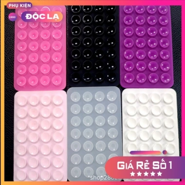 Bộ 56 chân hít silicone 2 mặt 28 lỗ - Dán điện thoại, dán tường, đủ màu, giá 12.900 VND