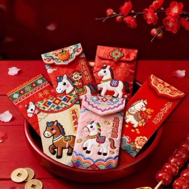 Bộ 6 Bao Lì Xì 5D In Thêu Chú Ngựa Vintage Thổ Cẩm May Mắn Tài Lộc Cao Cấp 19.000 VND
