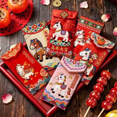 Bộ 6 Bao Lì Xì 5D In Thêu Chú Ngựa Vintage Thổ Cẩm May Mắn Tài Lộc Cao Cấp 19.000 VND