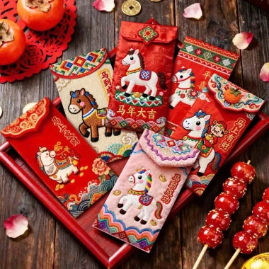 Bộ 6 Bao Lì Xì 5D In Thêu Chú Ngựa Vintage Thổ Cẩm May Mắn Tài Lộc Cao Cấp 19.000 VND