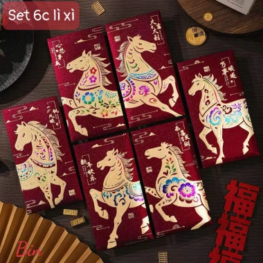 Bộ 6 bao lì xì Tết 2.026 Mã đáo thành công - Rước lộc đầu năm, giao hàng miễn phí