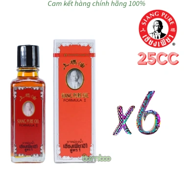 Bộ 6 chai dầu gió thảo dược Siang Pure 25ml đỏ Thái Lan - Giá ưu đãi 650.000₫