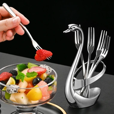 Bộ 6 chiếc Nĩa Trái Cây Inox 304 Dày Dặn Thanh Lịch - 2 Răng & 3 Răng, Thích Hợp Ăn Bánh, Tráng Miệng - Giá Ưu Đãi 155k