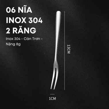 Bộ 6 chiếc Nĩa Trái Cây Inox 304 Dày Dặn Thanh Lịch - 2 Răng & 3 Răng, Thích Hợp Ăn Bánh, Tráng Miệng - Giá Ưu Đãi 155k