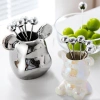 Bộ 6 Dĩa Ăn Trái Cây Uforu Inox Sang Trọng, Kèm Hộp Gấu Bearick, Giá 79.000₫