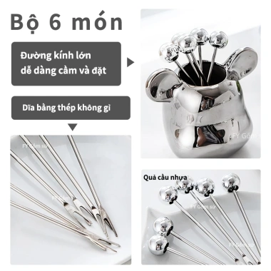 Bộ 6 Dĩa Ăn Trái Cây Uforu Inox Sang Trọng, Kèm Hộp Gấu Bearick, Giá 79.000₫ 5